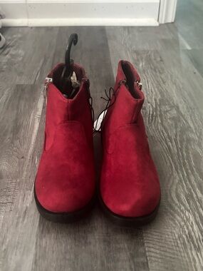 Girls' Red Suede Ankle Boots